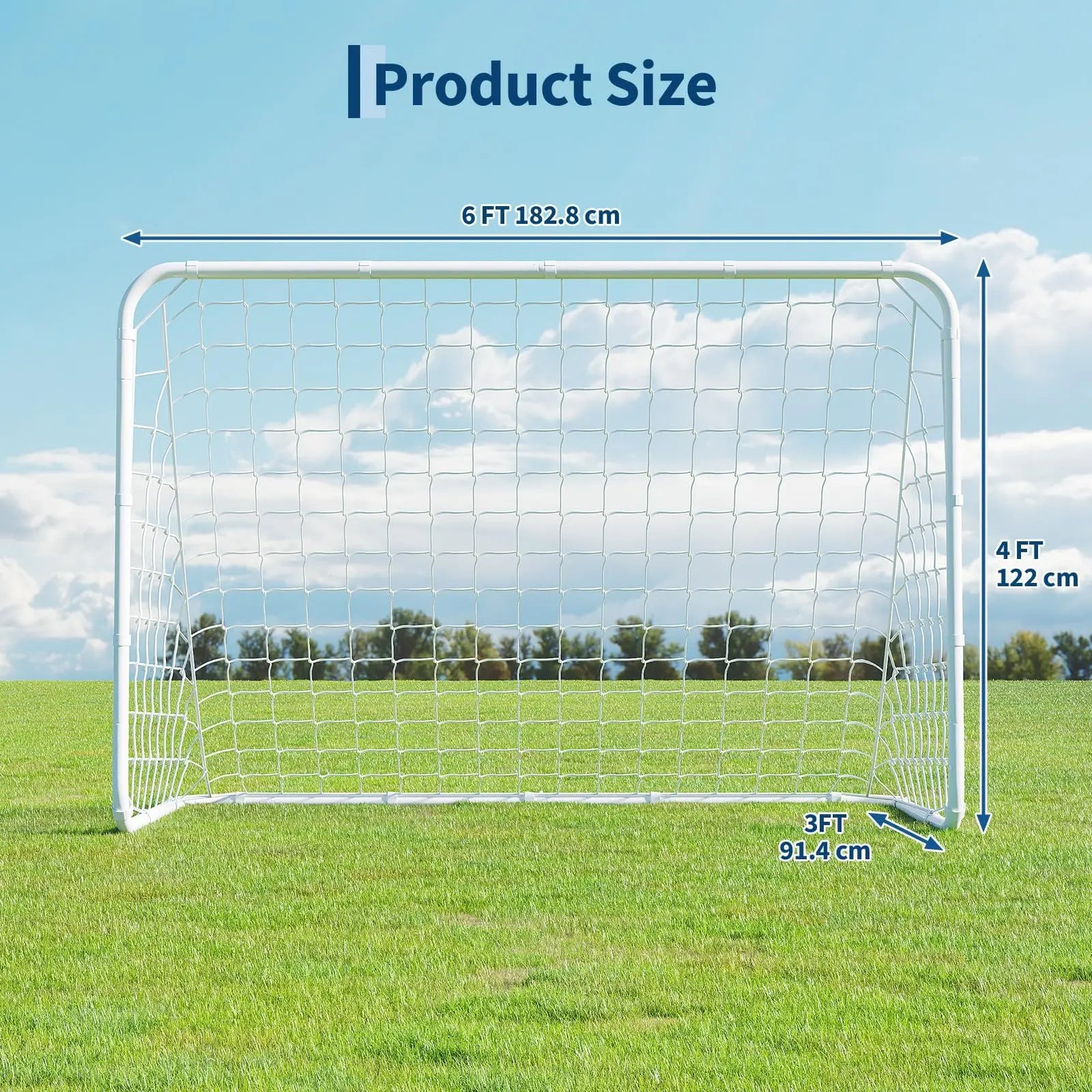 6x4ft Portable Soccer Goal Foldable Heavy Duty Steel Frame Pop-Up Training With Carry Bag