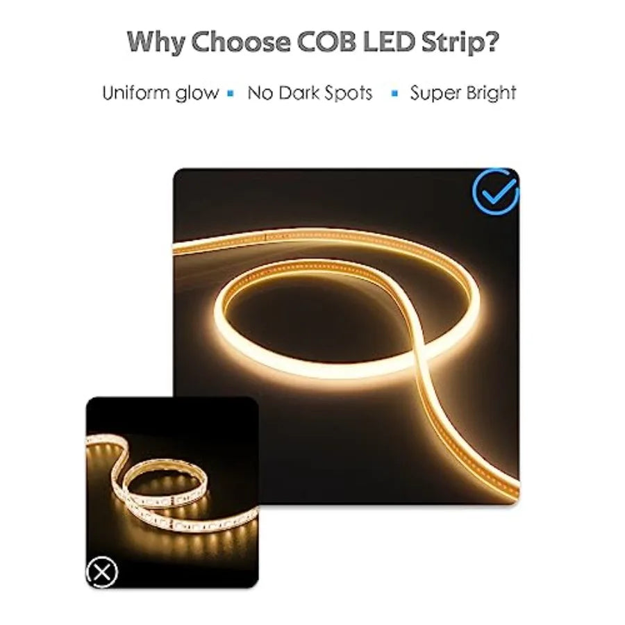 Outdoor LED Strip Lights Waterproof 50Feet Dimmable LED Rope Light with Remote AC 110V~120V