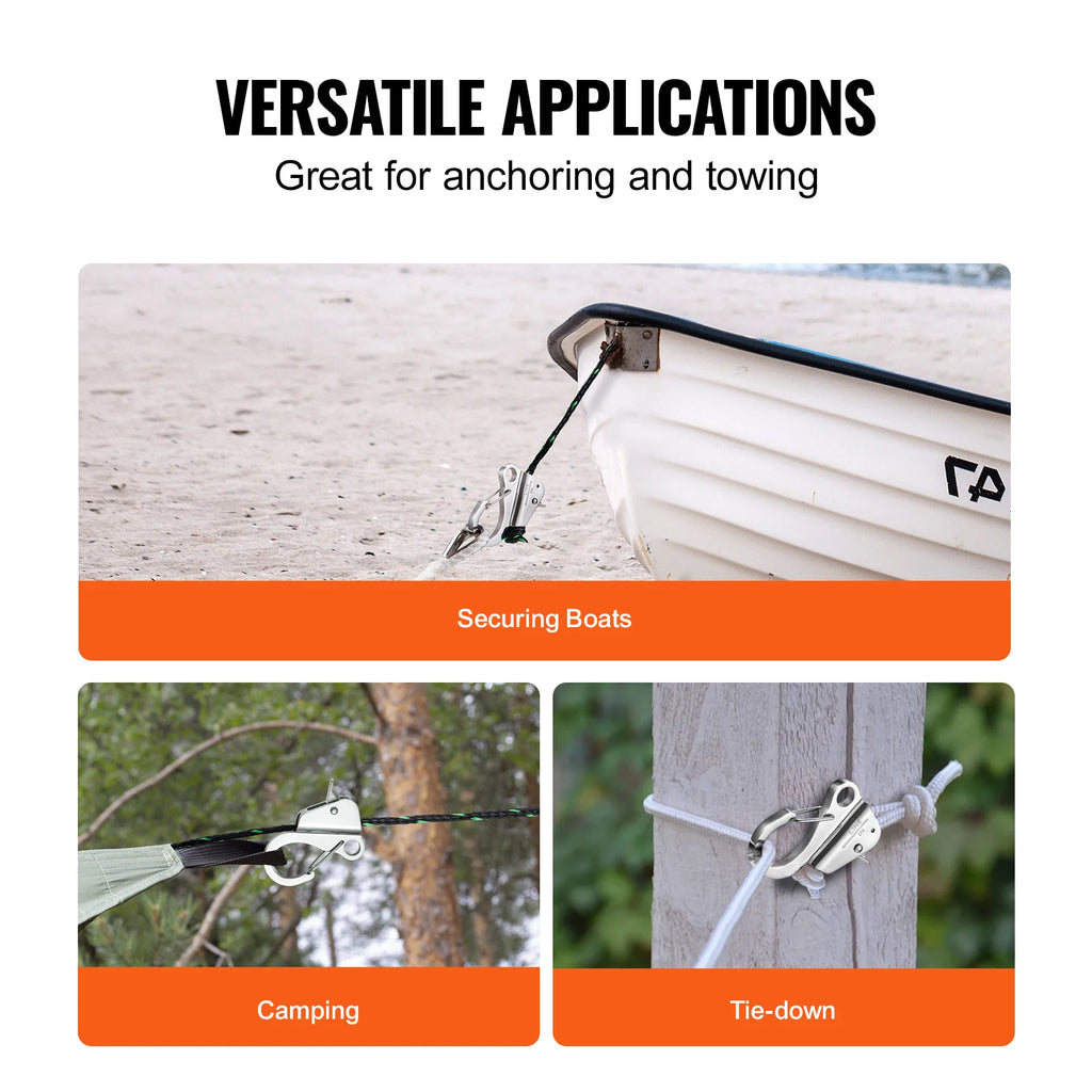 Boat Anchor Hook 304 Stainless Steel Slide Knotless System Clip Easy to Use Holds 3700lb