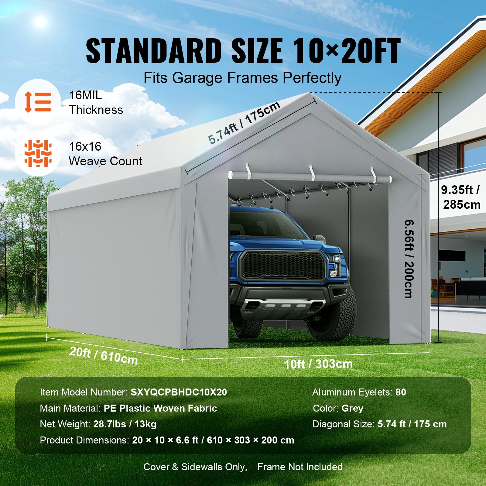 Carport Replacement Canopy Cover Garage Top Tent Heavy-Duty Waterproof (Frame Not Include）
