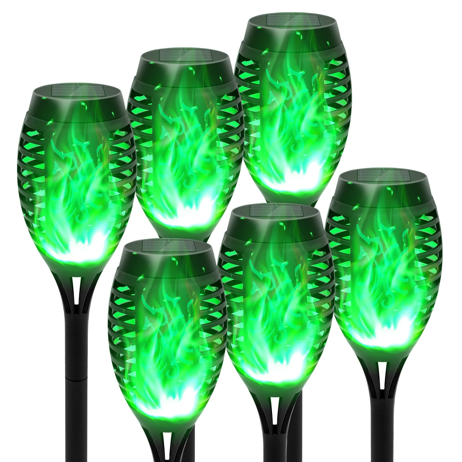 Solar Flame Torch Light LED Flickering For Lawn Path 4/6/8/12Pcs