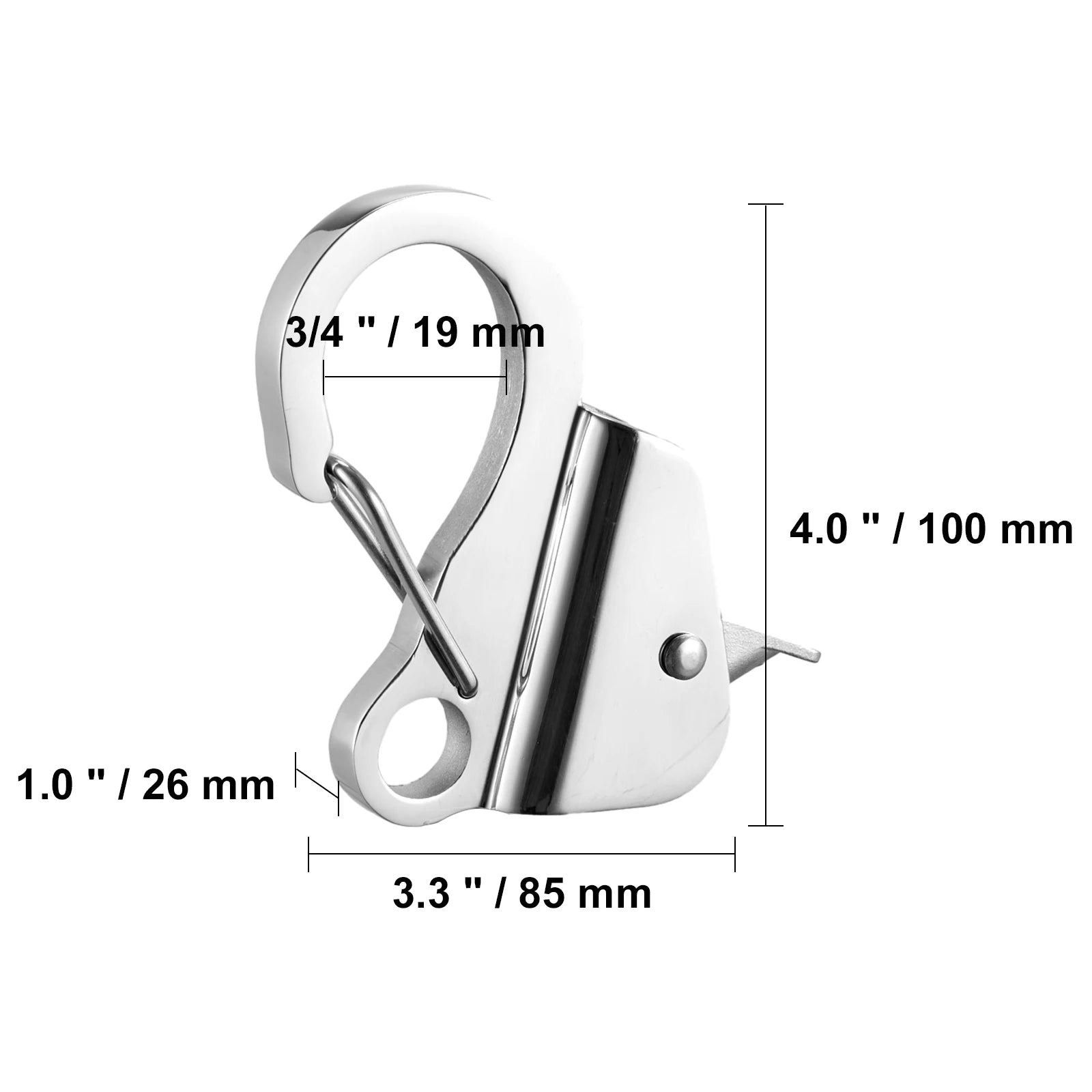 Boat Anchor Hook 304 Stainless Steel Slide Knotless System Clip Easy to Use Holds 3700lb