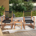 3pcs Patio Acacia Wood Bistro Table Rocking Chair Set