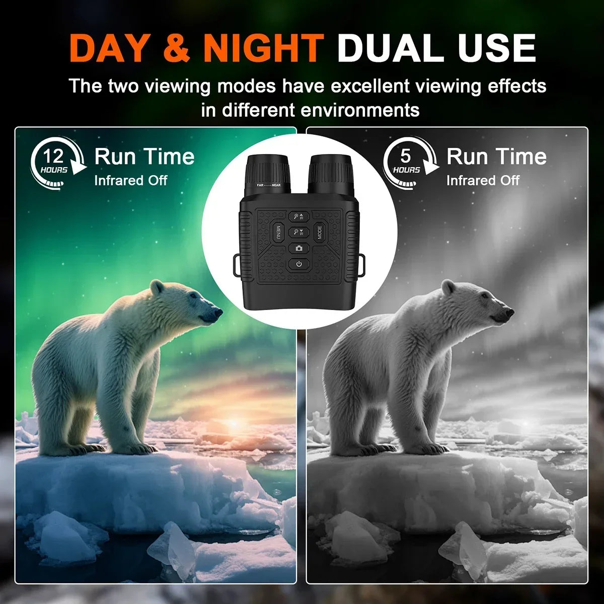 2.5K Digital Night Vision Binoculars 3" Large Screen 6X Digital Zoom Infrared Night Vision Goggles 800M Full Dark View Support Photo Video Recording Rechargeable