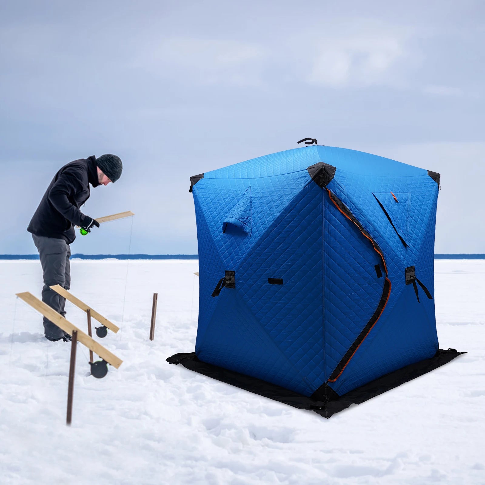 Ice Fishing Insulated Tent, 1-2 Person Shelter, Portable Therma Windproof Camping