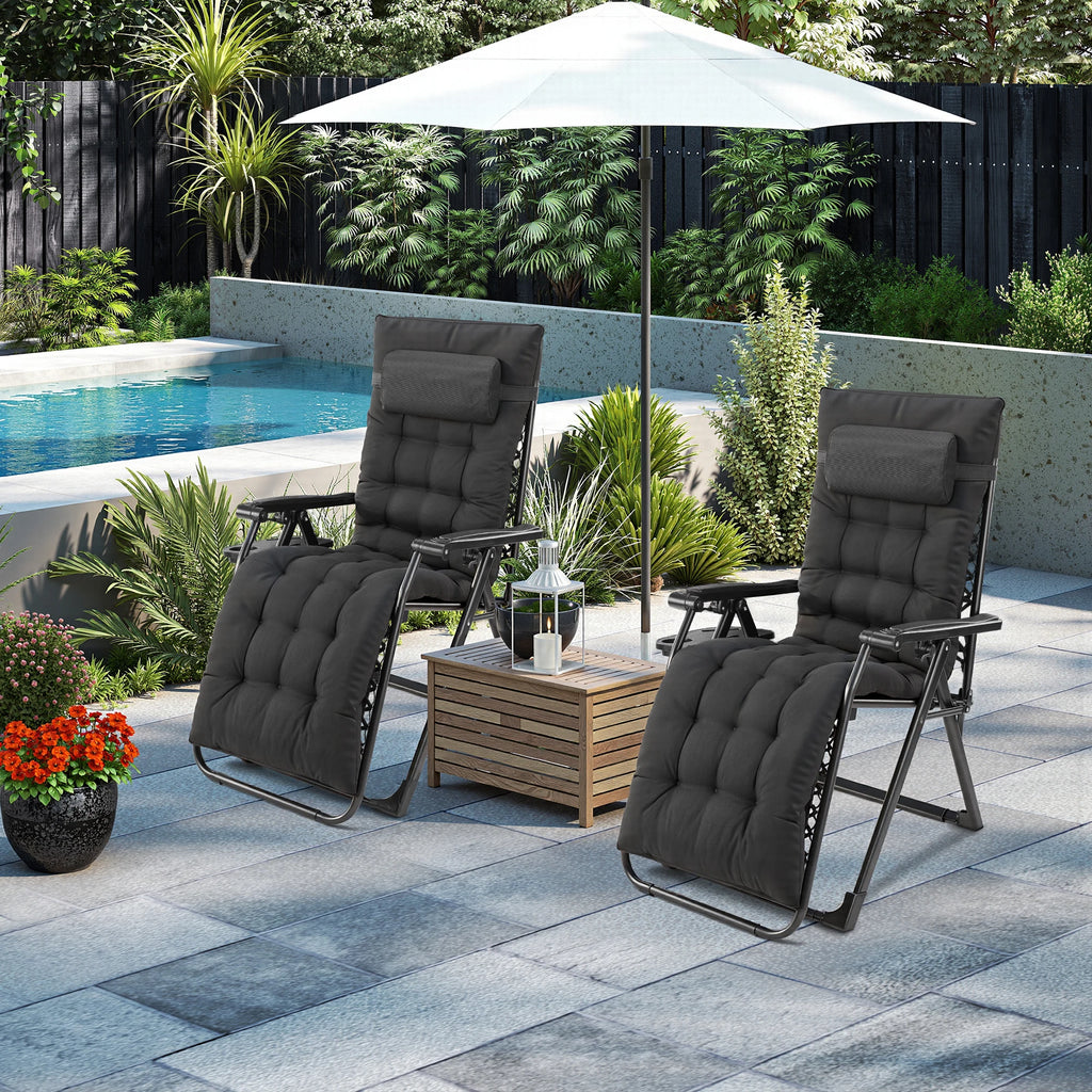 Zero Gravity Recliner Camping Patio Lounge Chair Folding Portable with Cup Holder Trays Removable Cushion