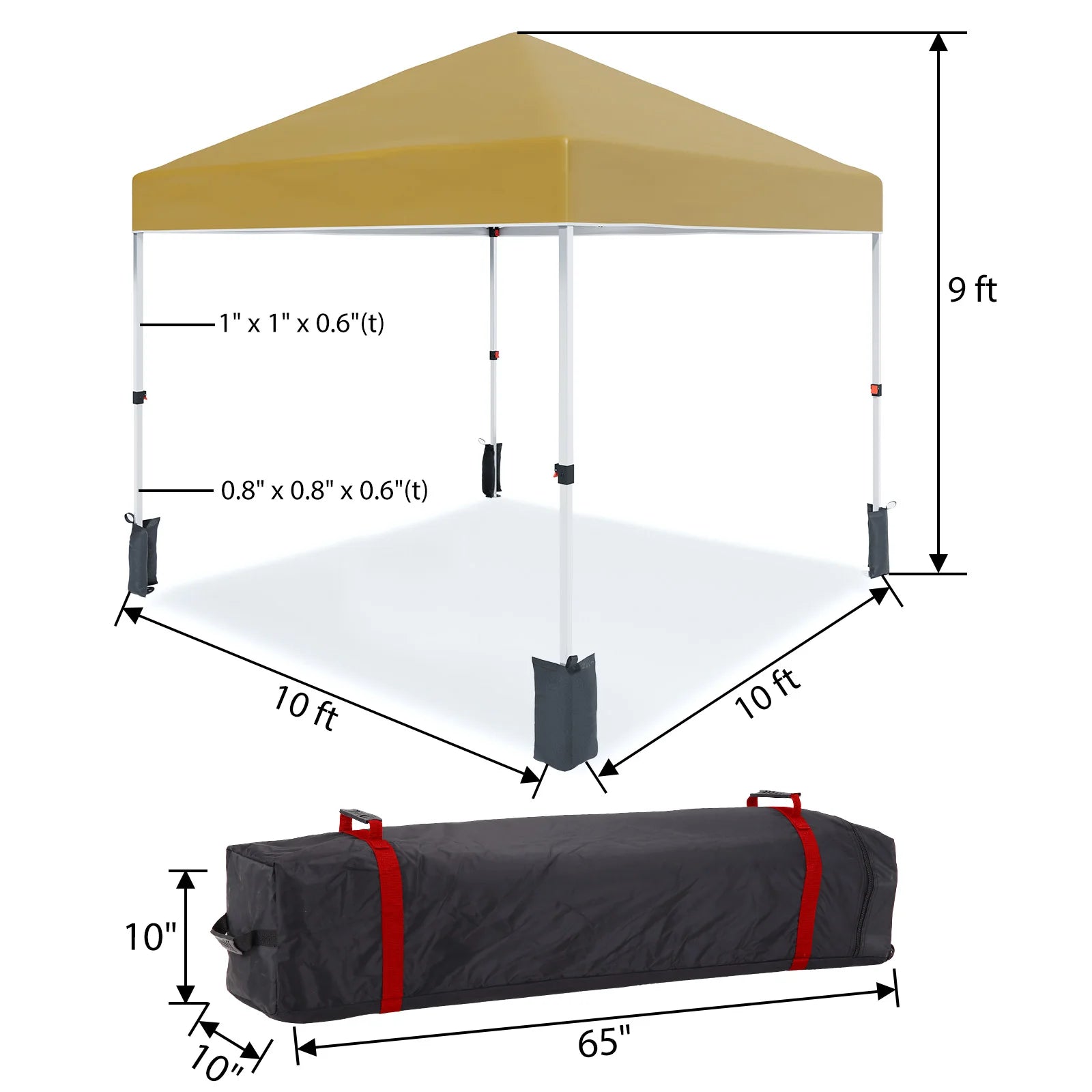 10x10ft Center Locking Canopy, Portable Outdoor Tent, Height Adjustable