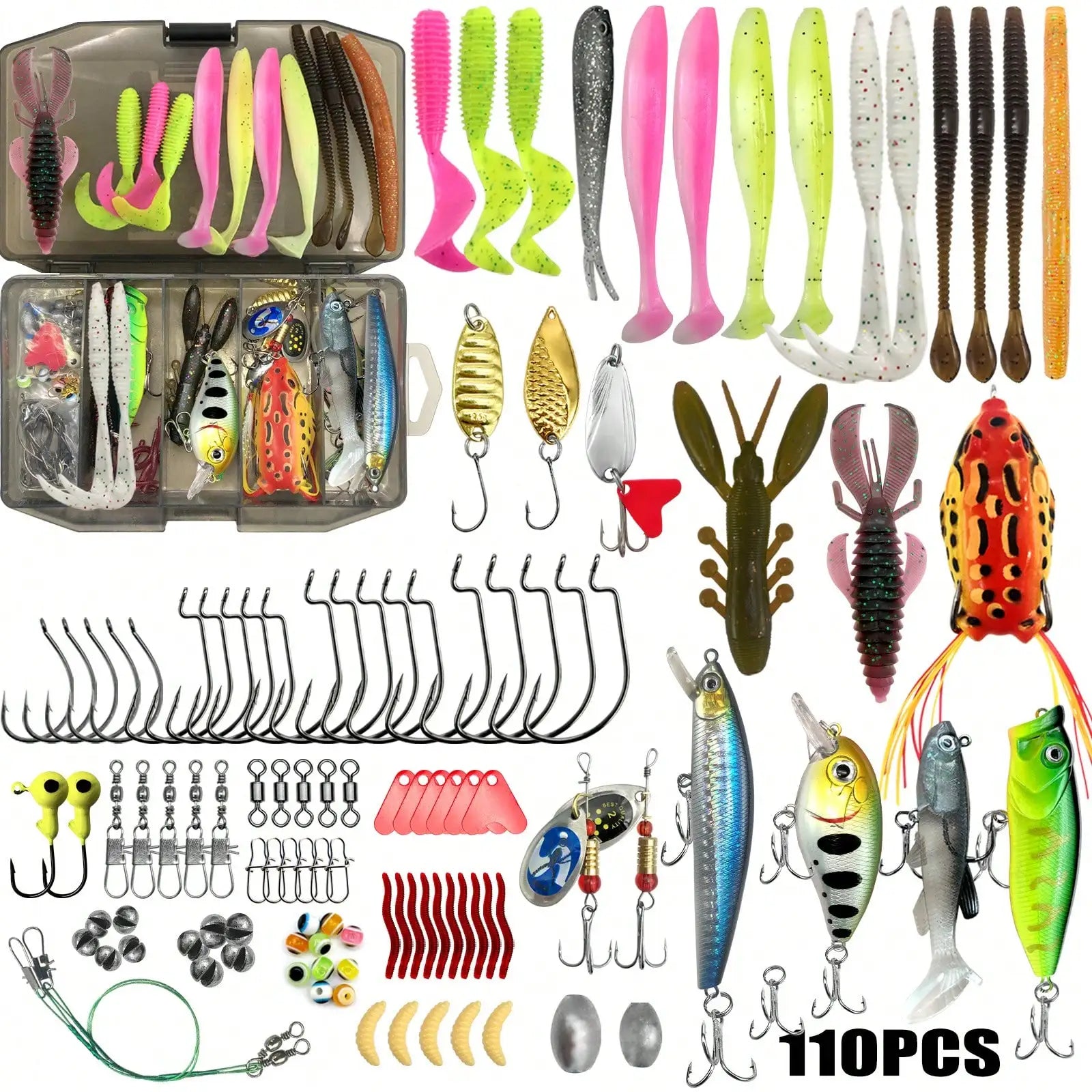 Fishing Lure Tackle Set, 110/139/302pcs, Suitable For Surface Fishing, Bass, Trout, Salmon