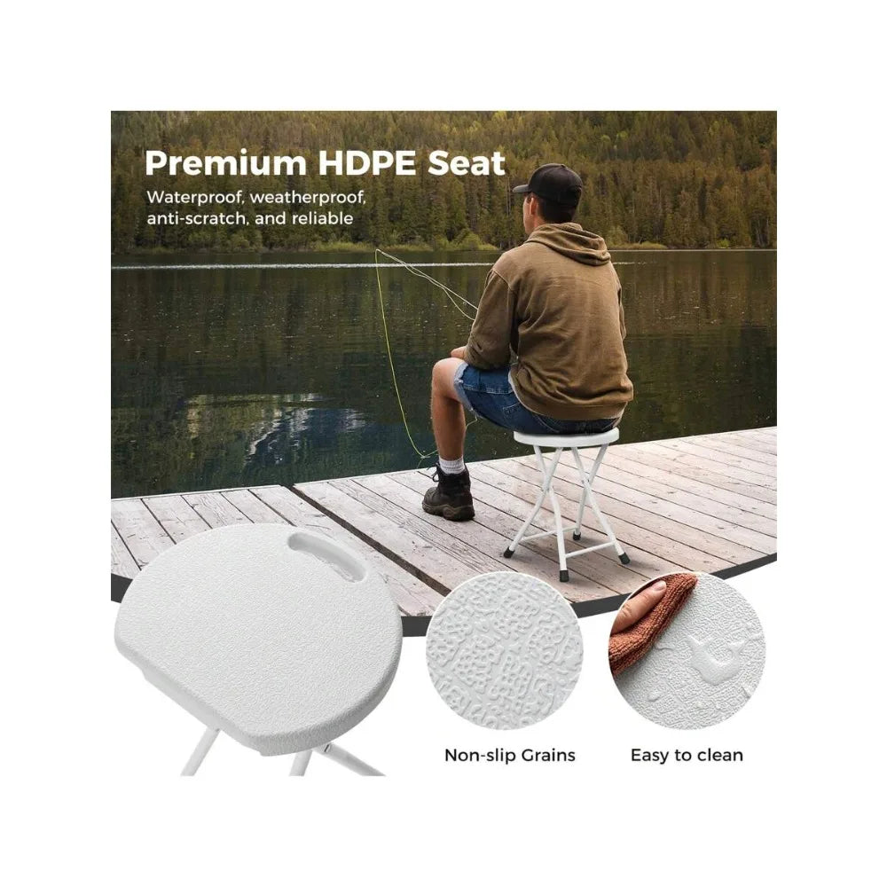 4PCS 18 Inch High Folding Stool Portable Foldable Camping Chair with Carrying Handle Heavy Duty Outdoor Seating