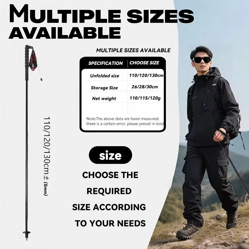 2PCs Carbon Fiber Foldable 5-Sections Ultra-Light 110g Trekking Poles Walking Cane, Hiking Sticks for Outdoor