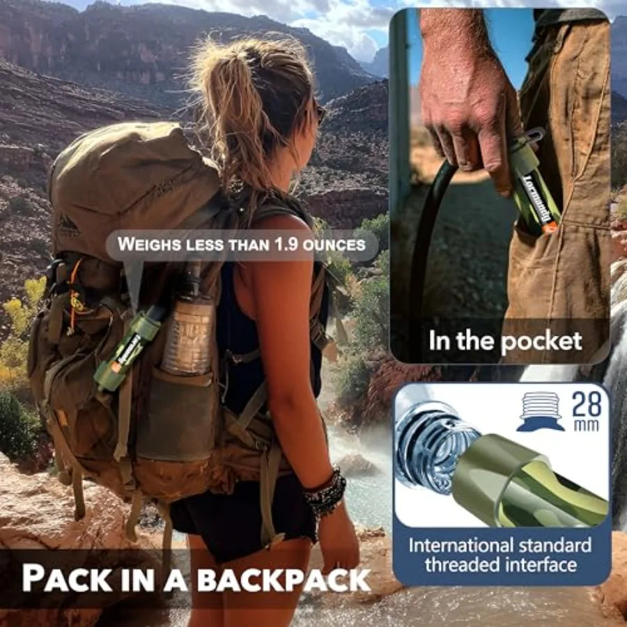 Straw Water Filter 5 Pack Outdoor Camping and Hiking Survival Gear Kit for Family Use, Ultra-Light Personal Filter Straws for B