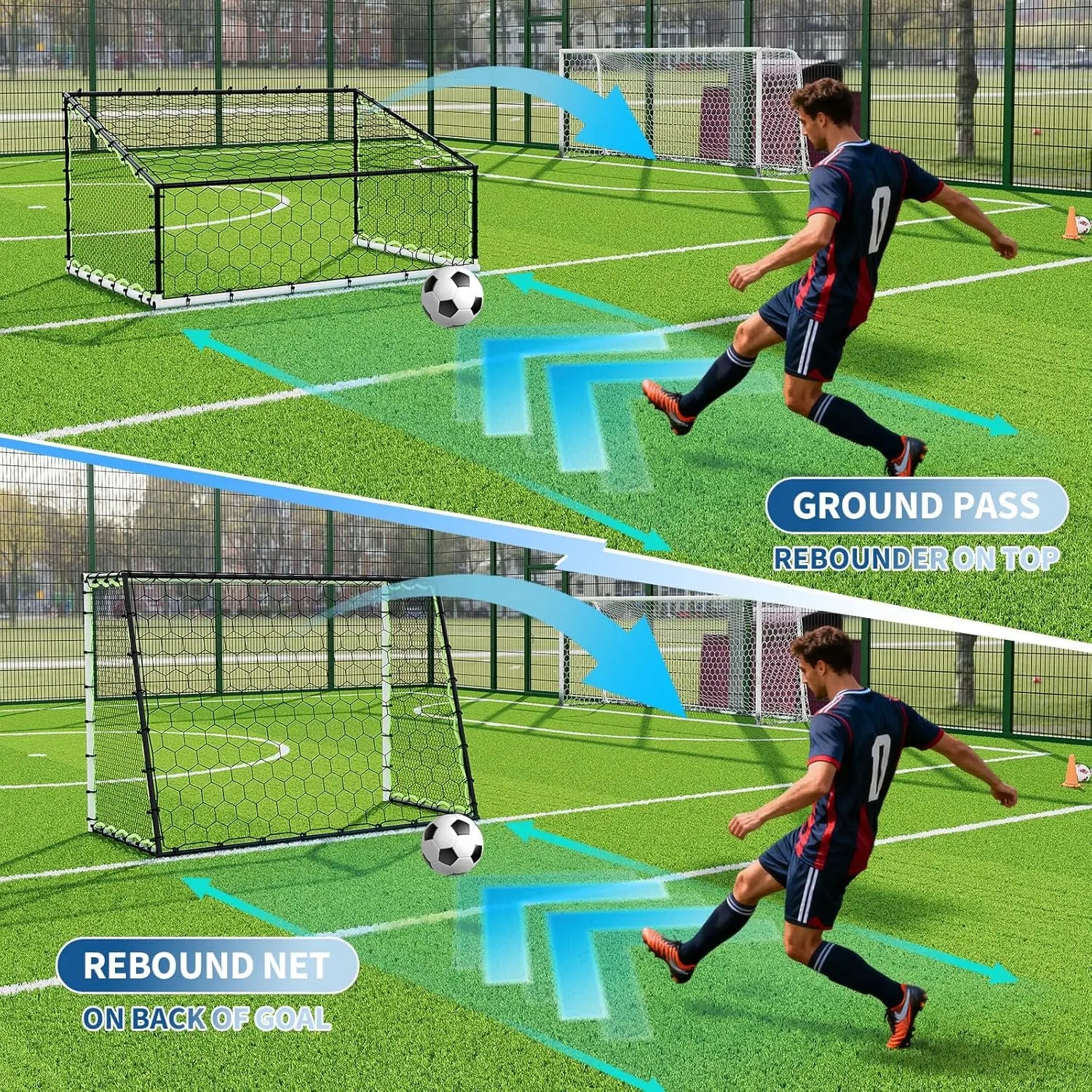 Heavy Duty Portable Soccer Goal for Backyard, Metal Frame Mesh Soccer Rebounder Net