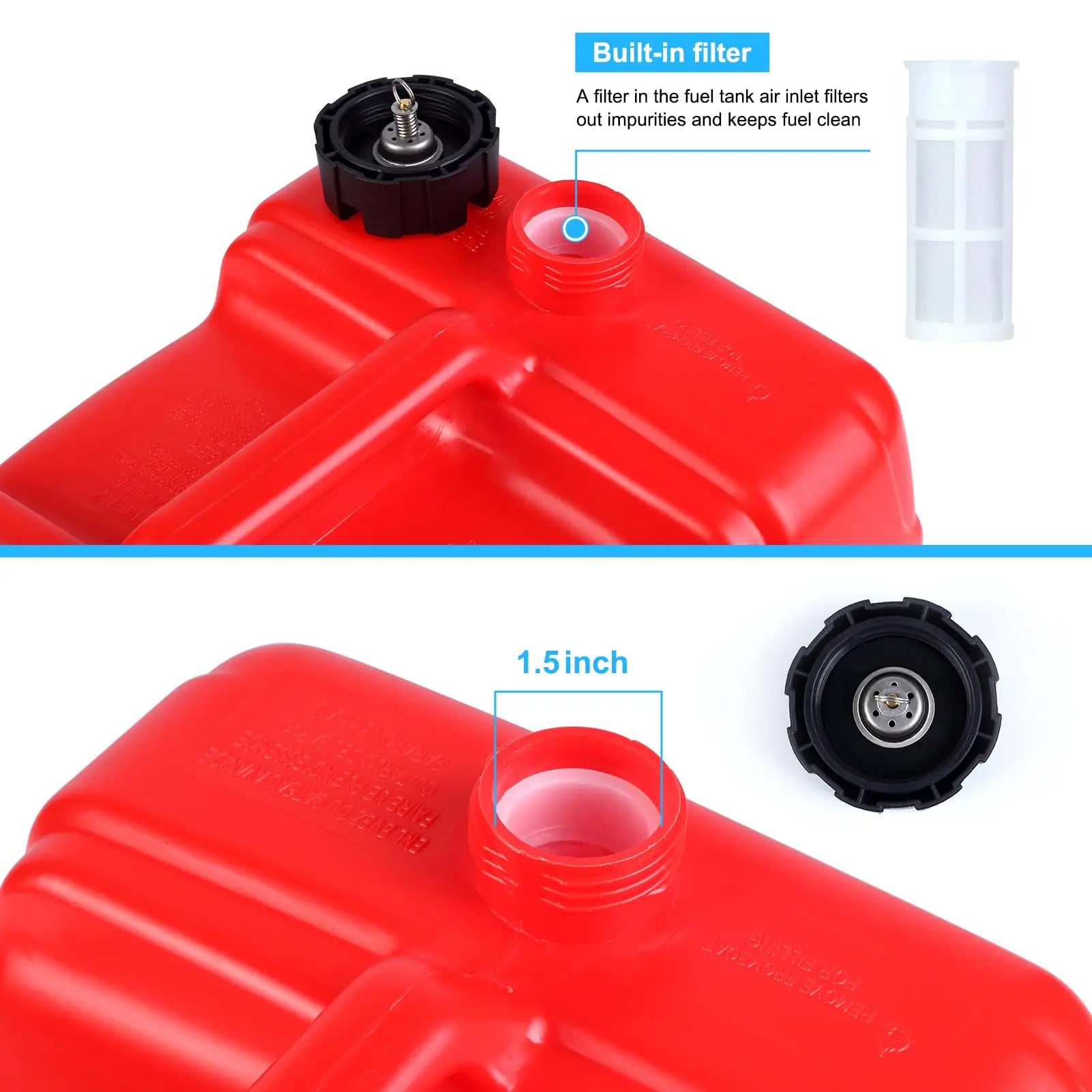 3-Gallon Marine Portable Storage Tank with 9.8-Foot Hose/Pressure Gauge, Outboard Marine Transfer Tank