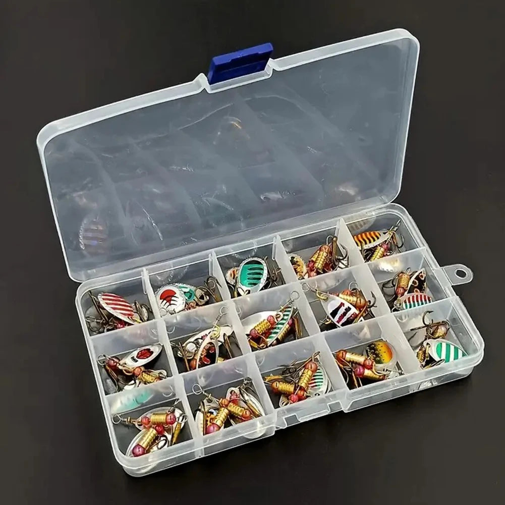 30pcs Metal Spoon Spinner Fishing Lure with Treble Hook for Freshwater and Saltwater