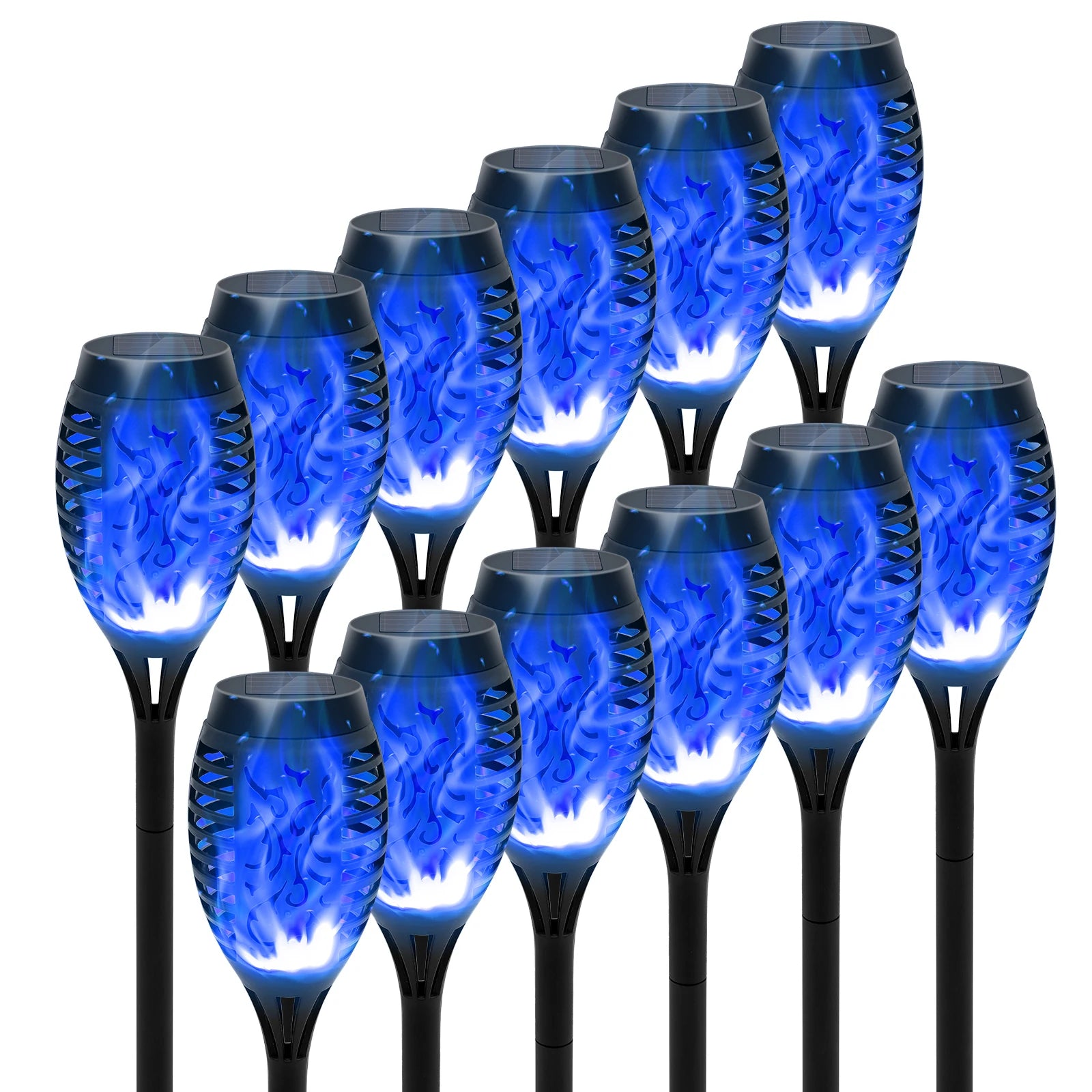 Solar Flame Torch Light LED Flickering For Lawn Path 4/6/8/12Pcs