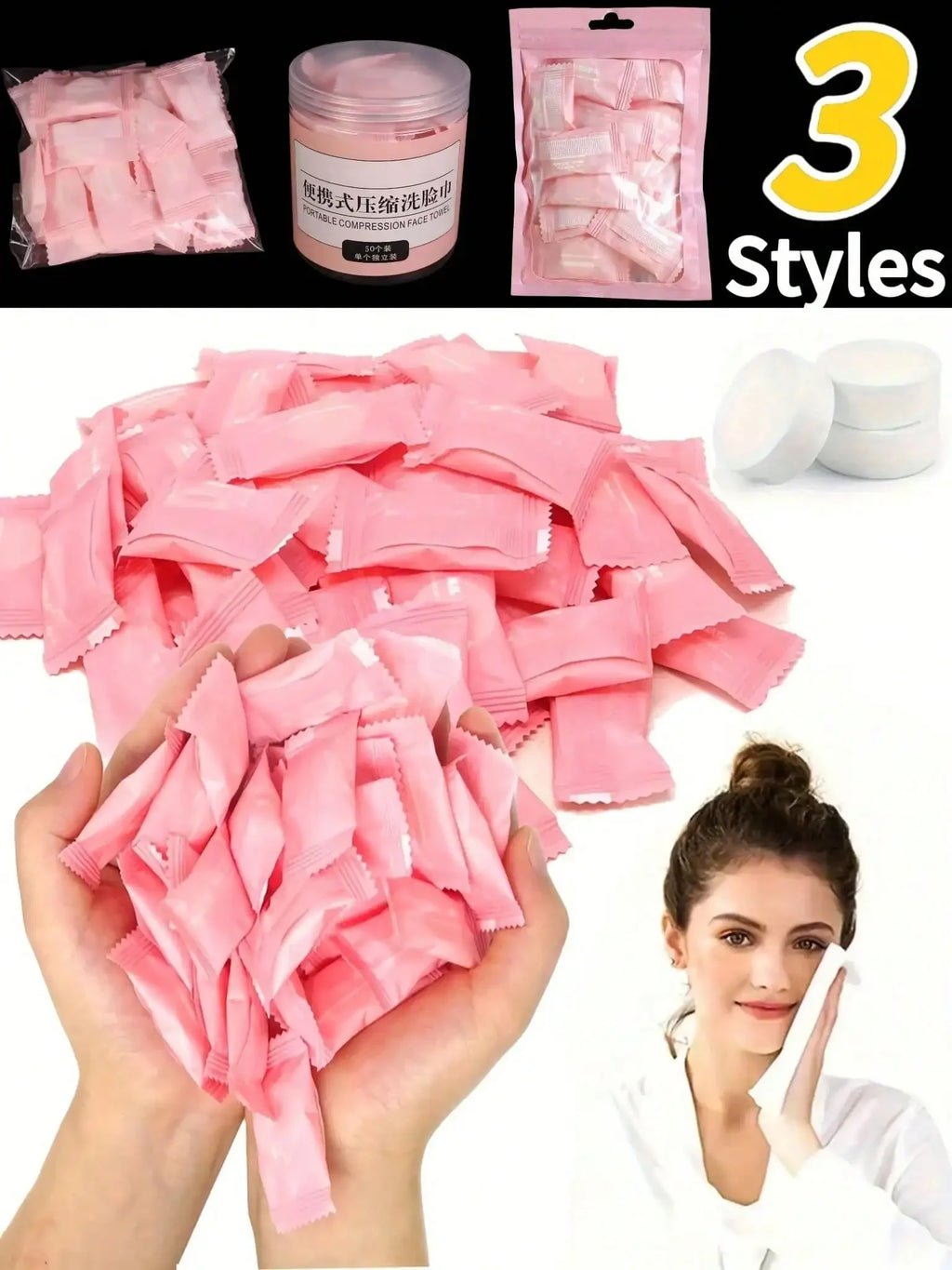 100pcs Compressed Face Towels, Disposable Compressed Towels, Portable Cleansing Wet Wipes, Soft Travel Face Towels