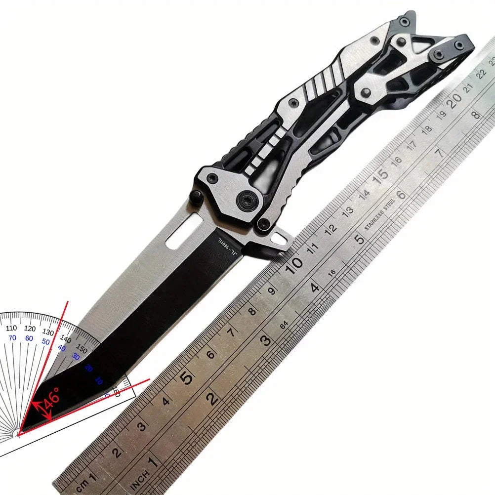 1pc Multifunctional Mechanical Knife Wilderness Survival Knife Outdoor Camping Tool Full Stainless Steel Folding Knife