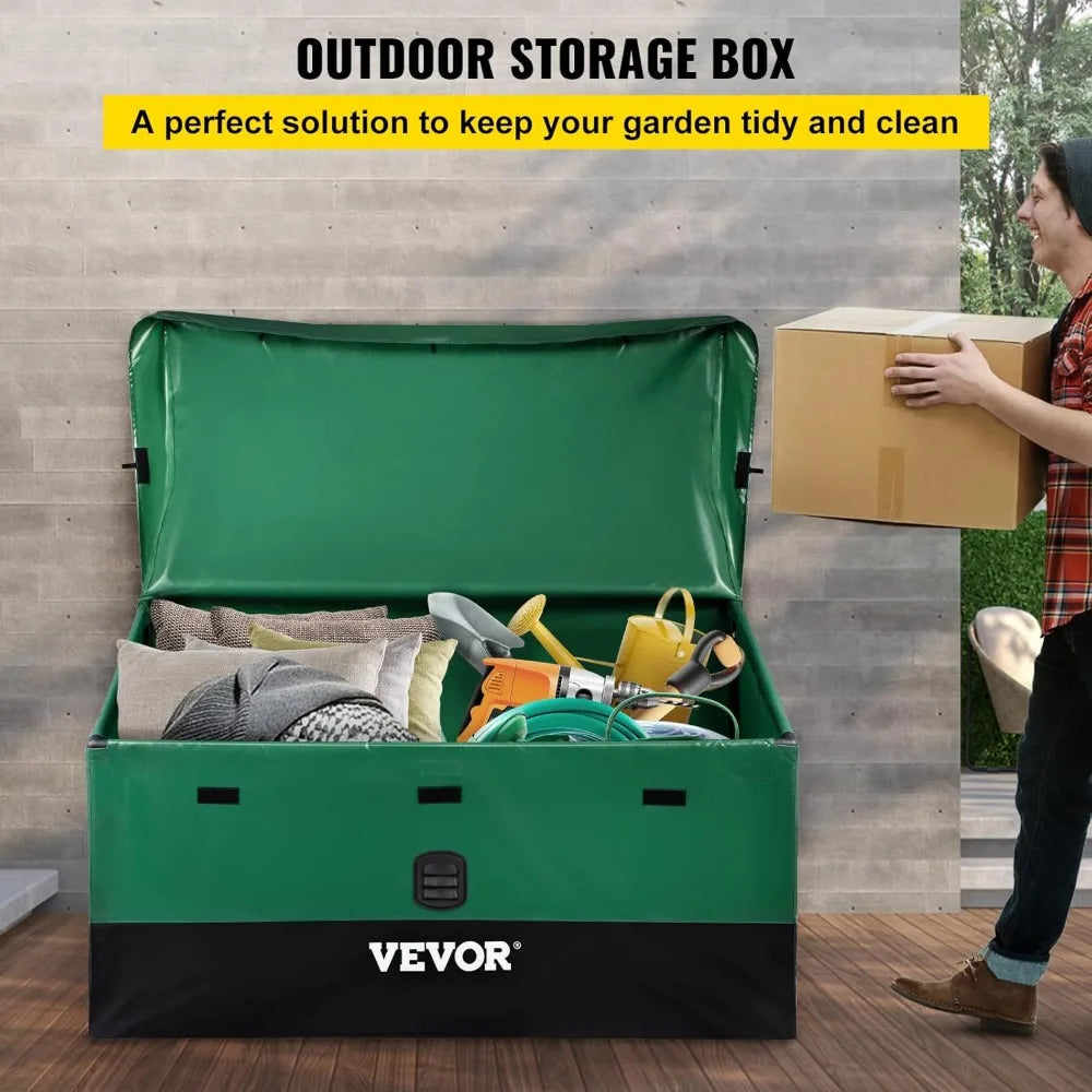 150 Gallon Waterproof Outdoor Storage Box, Portable Deck Box for Camping Poolside Yard