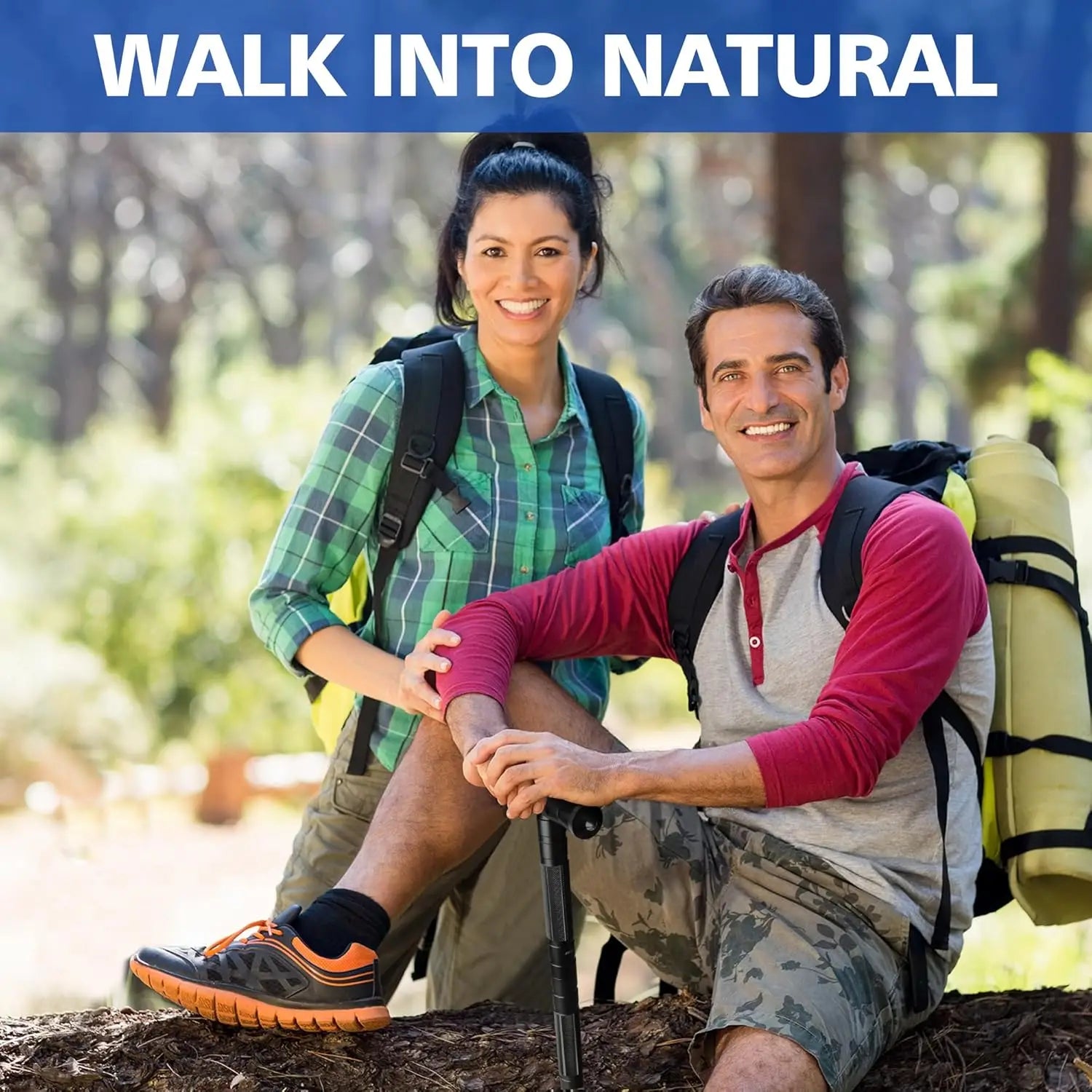Tactical Stick Hiking Walking Staff - Trekking Poles Adjustable Hiking Stick for Camping Hiking