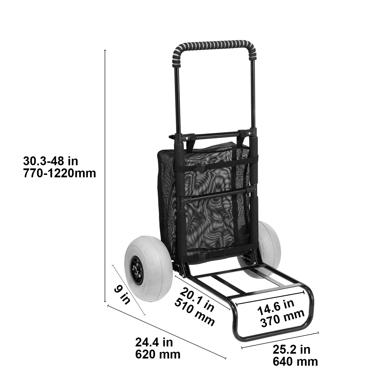 Beach Dolly with Big Wheels for Sand 165LBS Loading Capacity Folding Cargo Deck