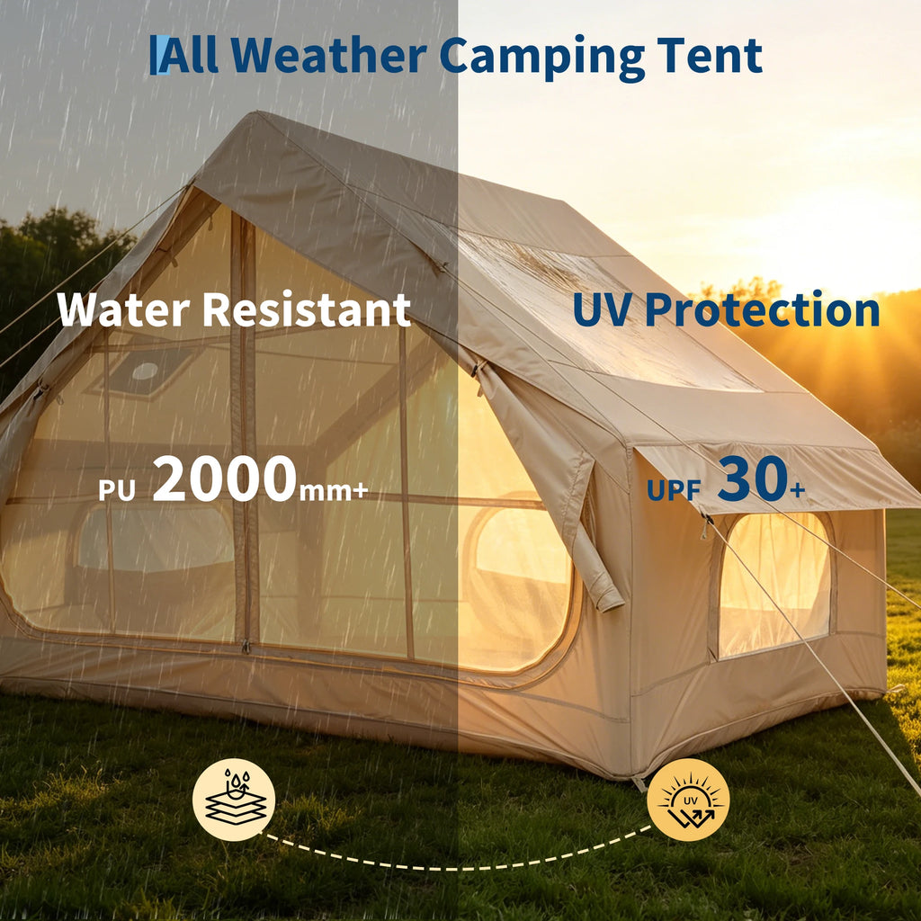 Spacious & Waterproof Inflatable Camping Tent – Family Outdoor Shelter for 6 – Quick Setup, Durable Oxford Fabric, Portable Camping