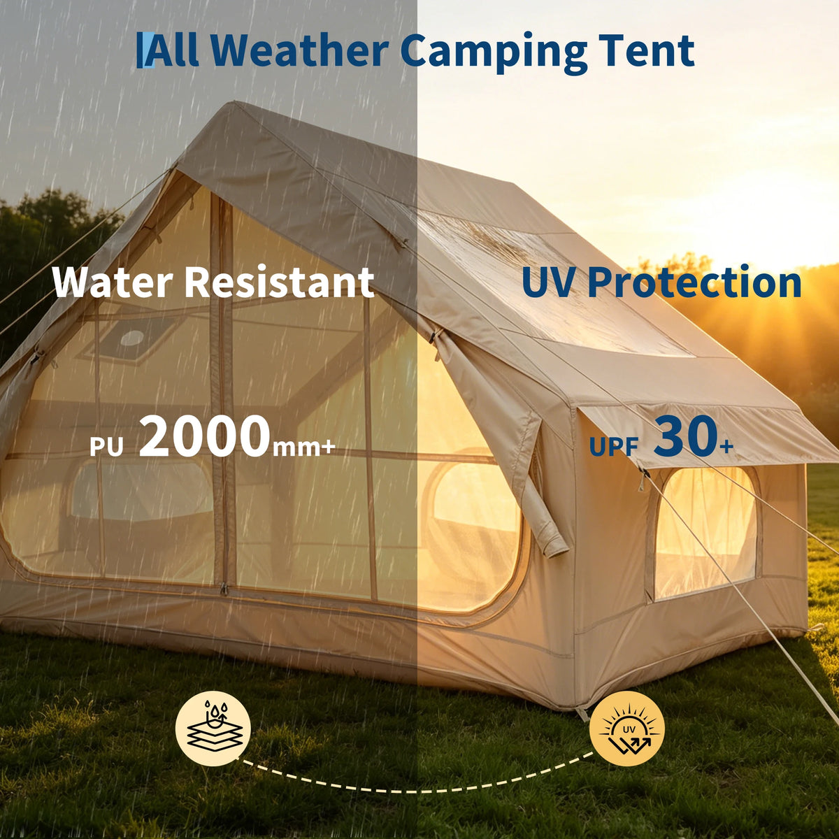Spacious & Waterproof Inflatable Camping Tent – Family Outdoor Shelter for 6 – Quick Setup, Durable Oxford Fabric, Portable Camping