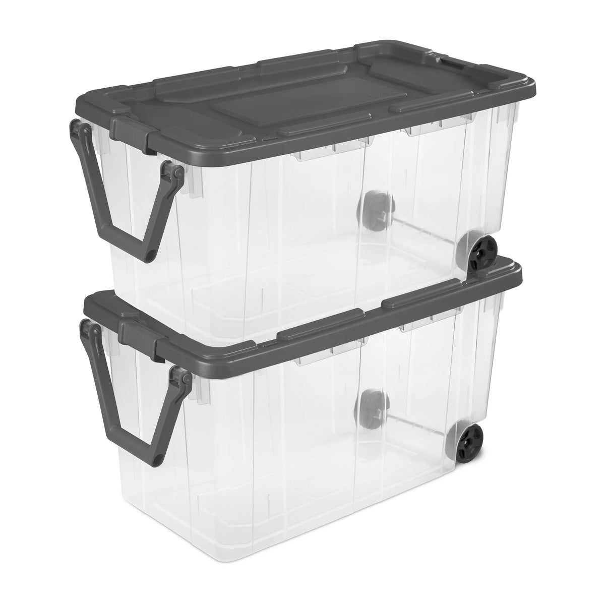 Extra Large Storage Bin, 40 Gallon Wheeled Plastic Storage Container with Handle, Black, Pack of 2