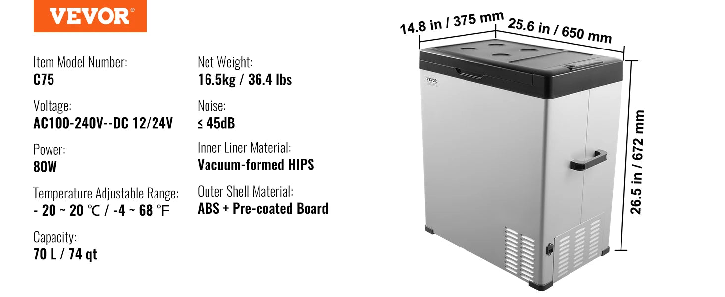 8L to 75L Car Refrigerator Fridge Portable Icebox Single & Dual Zone Temp Adjustable for Outdoor Camping RV