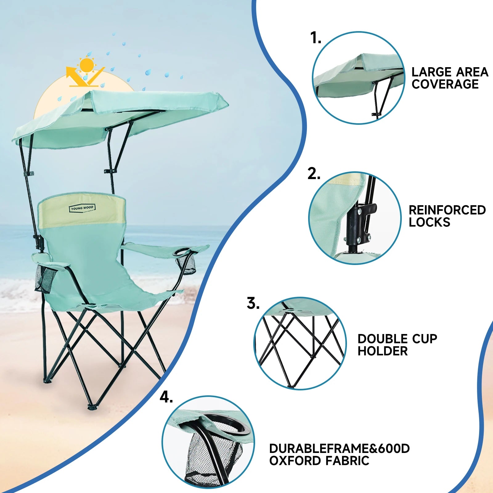 Outdoor Furniture Portable Folding Camping Chair With Armrests Lightweight Travel Chair