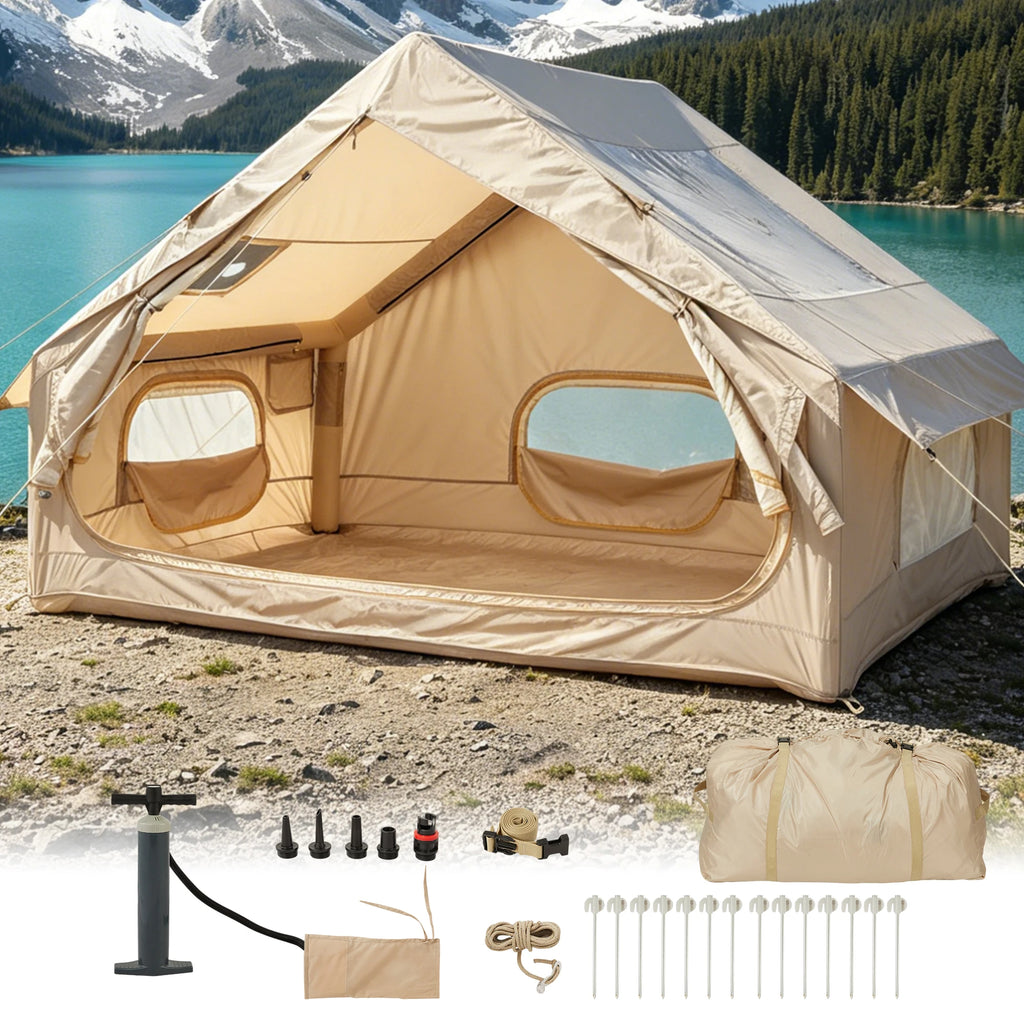 Spacious & Waterproof Inflatable Camping Tent – Family Outdoor Shelter for 6 – Quick Setup, Durable Oxford Fabric, Portable Camping