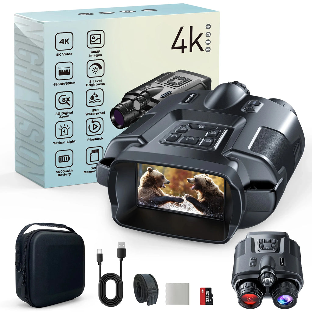 4K Night Vision Binoculars Infrared Rechargeable 8X Digital Zoom