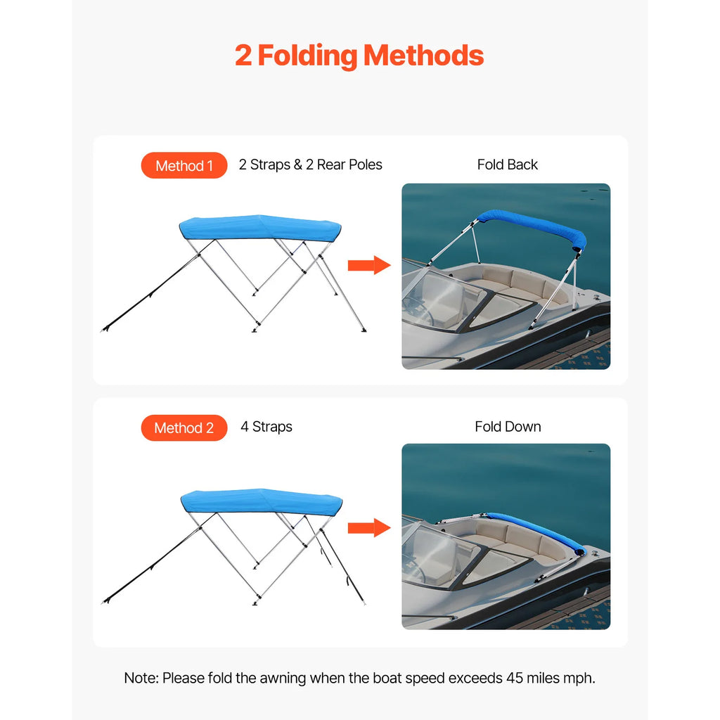 3 Bow Boat Bimini Tops Polyester Canopy