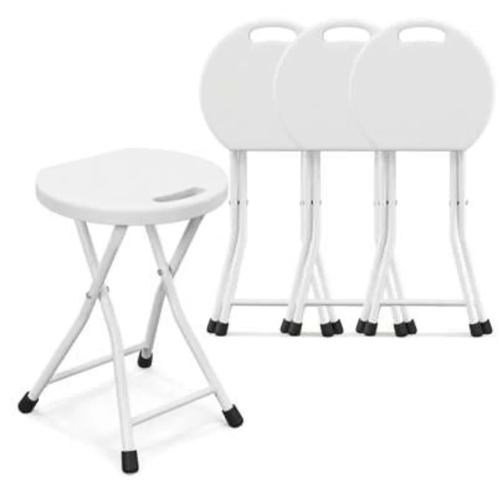 4PCS 18 Inch High Folding Stool Portable Foldable Camping Chair with Carrying Handle Heavy Duty Outdoor Seating