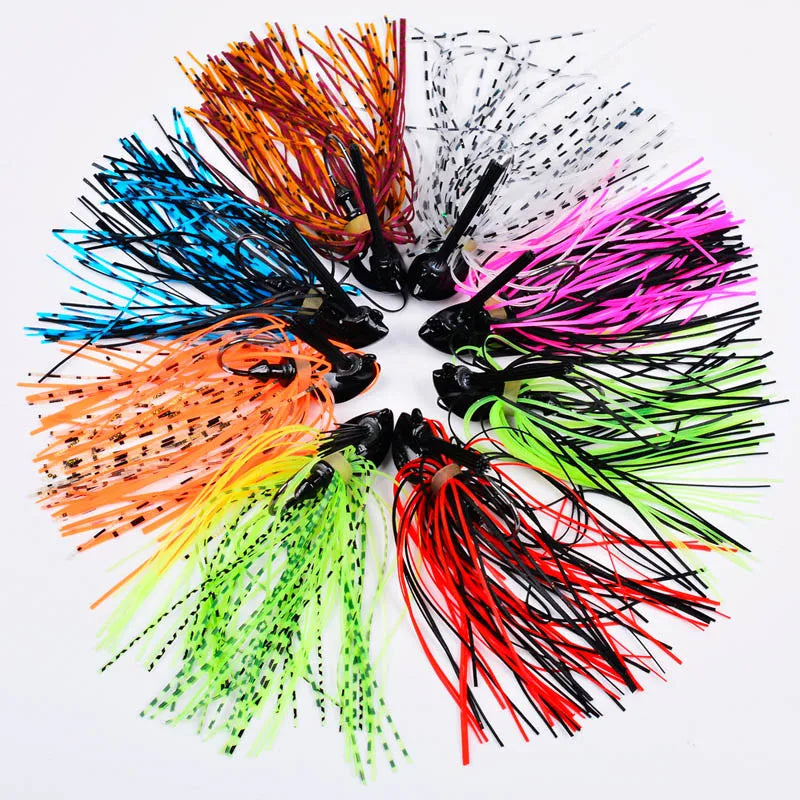 8Pcs Bass Trout Football Jigs Set Weedless Finesse Jig Swim Jigs with Silicone Skirts 1/4 3/8 1/2 oz