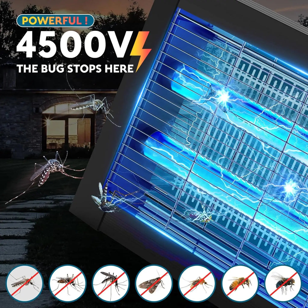 Solar Bug Zapper Outdoor, 4500V Mosquito Zapper with Panel Sensor, Waterproof Patio Camping