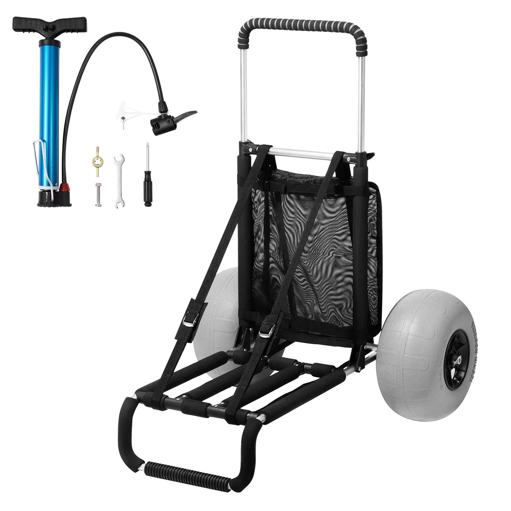 Beach Dolly with Big Wheels for Sand 165LBS Loading Capacity Folding Cargo Deck