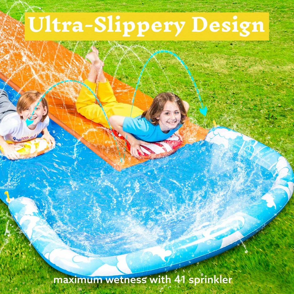 32.5ft Mega Inflatable Water Slide with Dual Racing Lanes 2 Splash Sprayer Outdoor