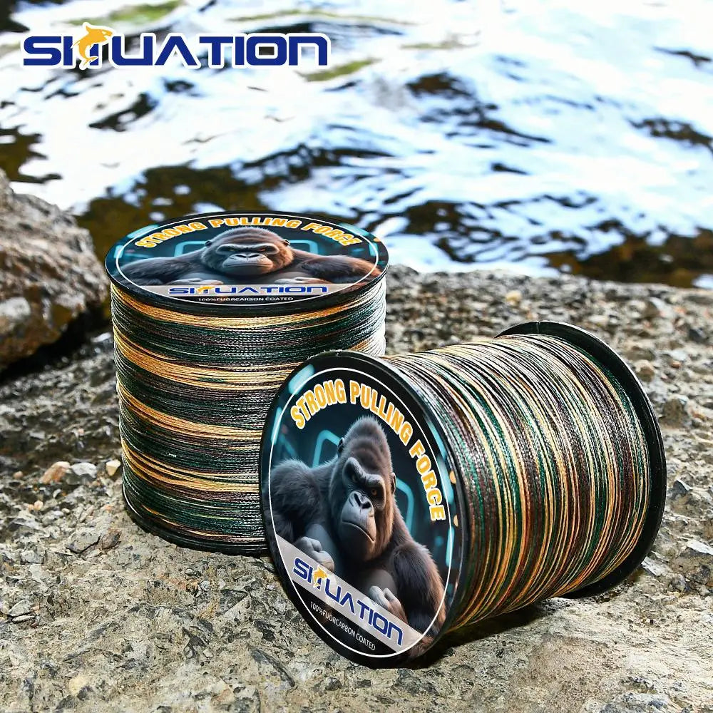 500M-546yds 4X braided PE fishing line, featuring high-visibility color coding, exceptional tensile strength