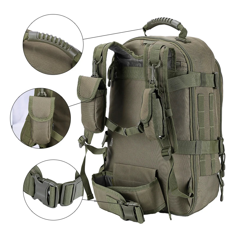 60L Travel Tactical backpack Hiking Camping Expandable Molle Rucksacks