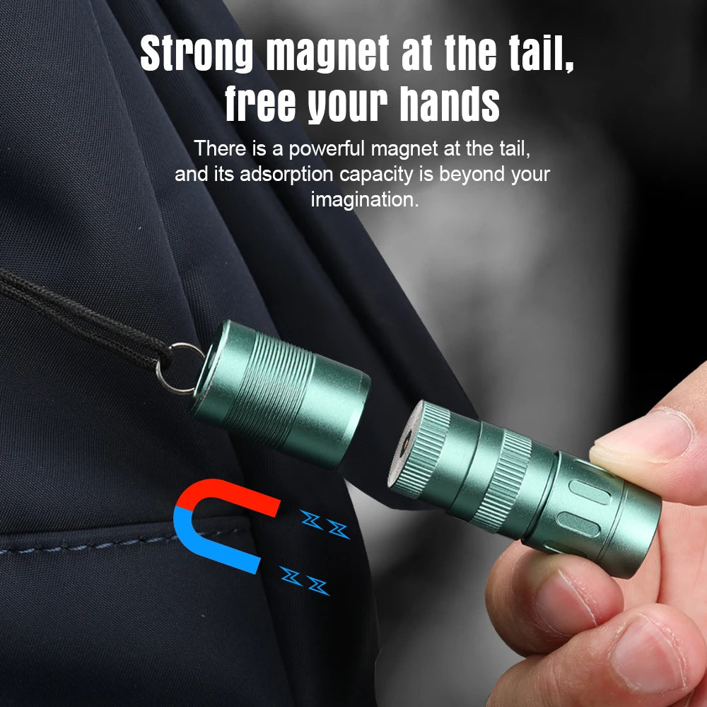 MINIE EDC Flashlight with Magnetic LED Rechargeable  Flashlights For Camping Hiking