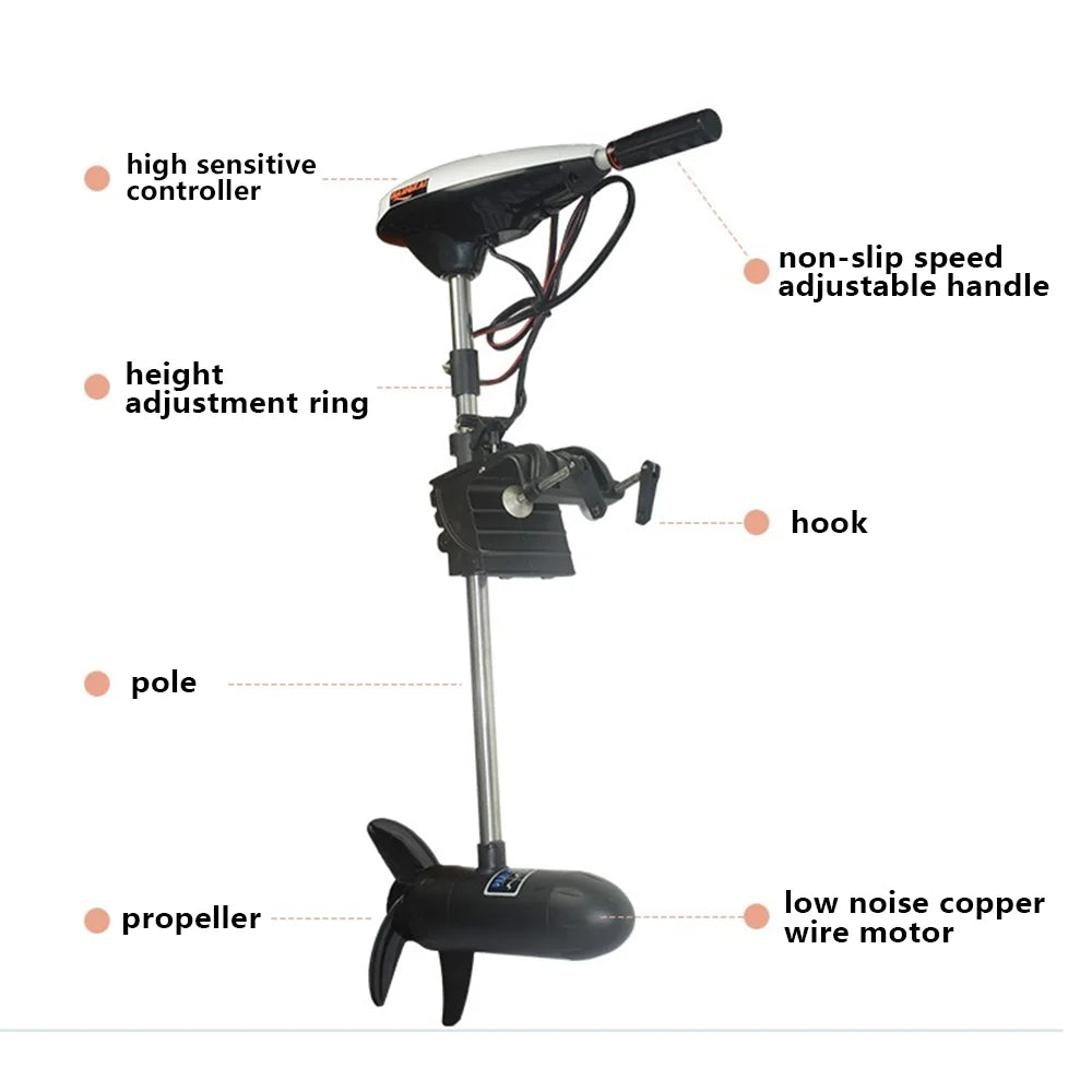 Trolling Motor Powerful Electric Boat Motor 65LBS 12V 660W