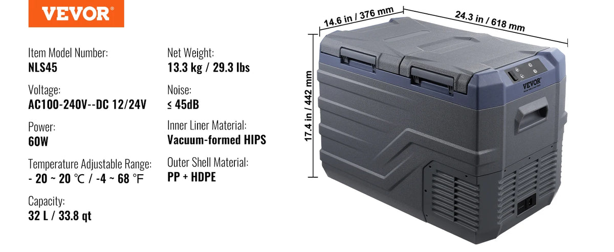 8L to 75L Car Refrigerator Fridge Portable Icebox Single & Dual Zone Temp Adjustable for Outdoor Camping RV