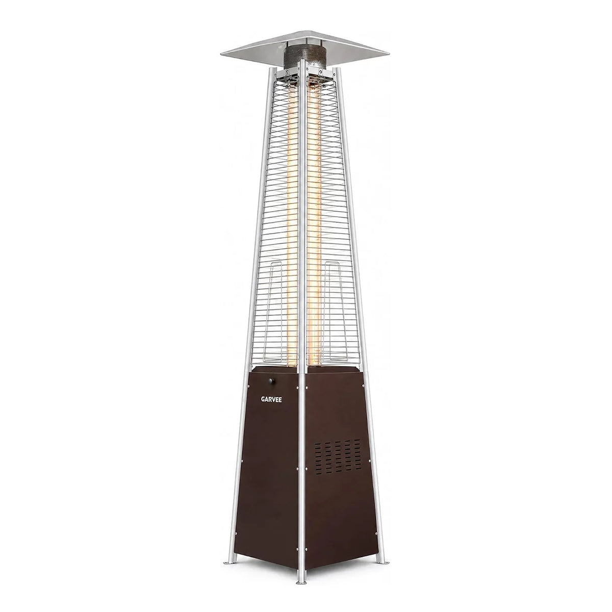 Pyramid Propane Patio Heater with Glass Tube Flame with Wheels Adjustable Heat Control Standing Heater for Patio Deck Garden Poolside Outdoor Dining