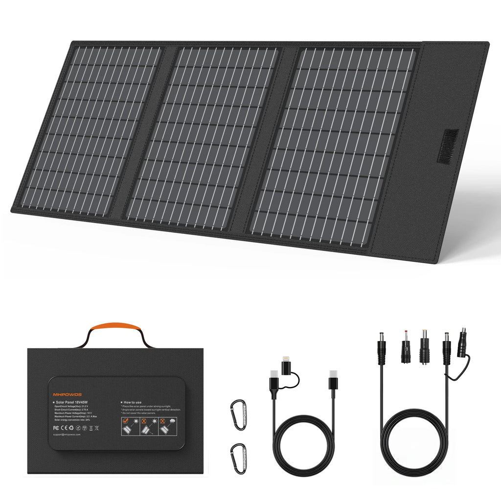 Solar Battery Charger for Power Bank, 45W / 60W Foldable Portable Panel