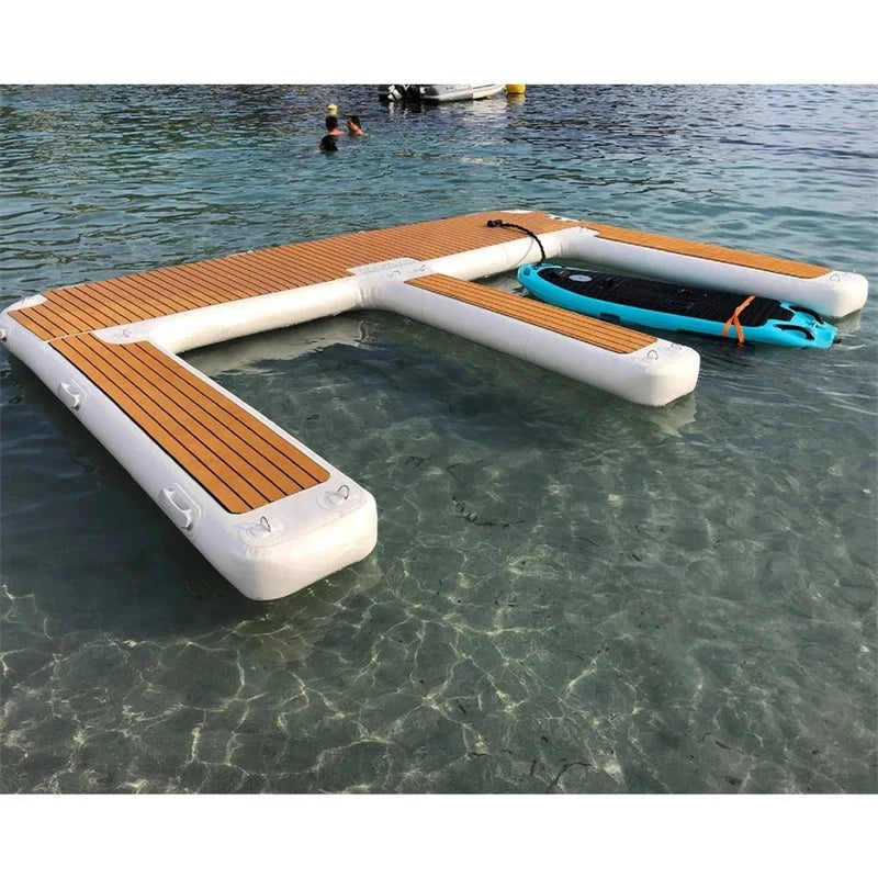 13ft/ 4m EVA Non-Slip Inflatable E Dock Platform Double Jet Ski Dock Lake Use