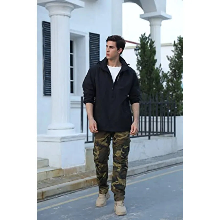 Men's Lightweight Waterproof Rain Jacket, Shell Hooded Outdoor Raincoat Hiking Windbreaker jacket