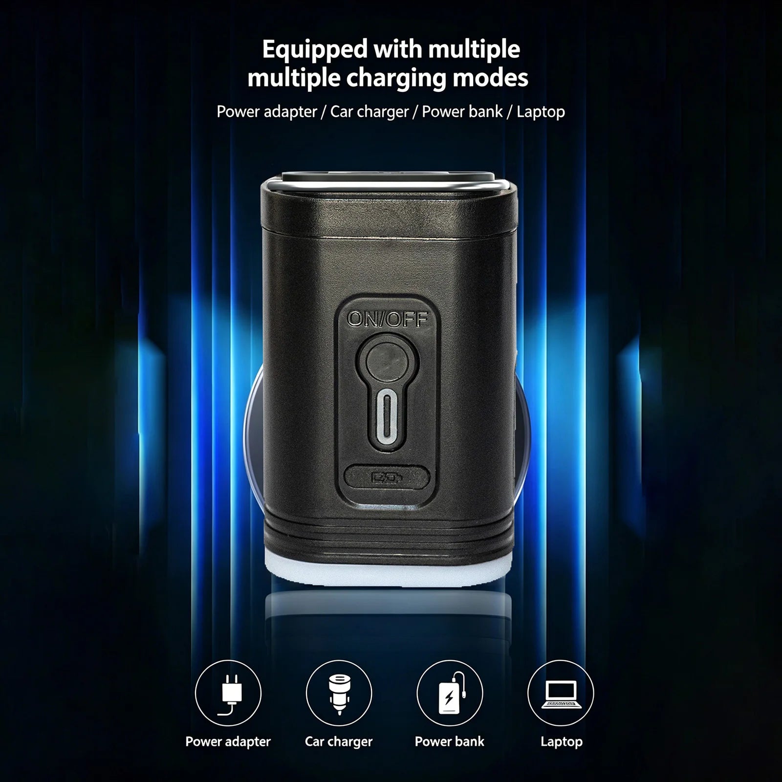 Portable Rechargeable Air Pump 5 Nozzles Electric Inflator with LED Light Type-C USB for Pool Mattress Swimming Ring