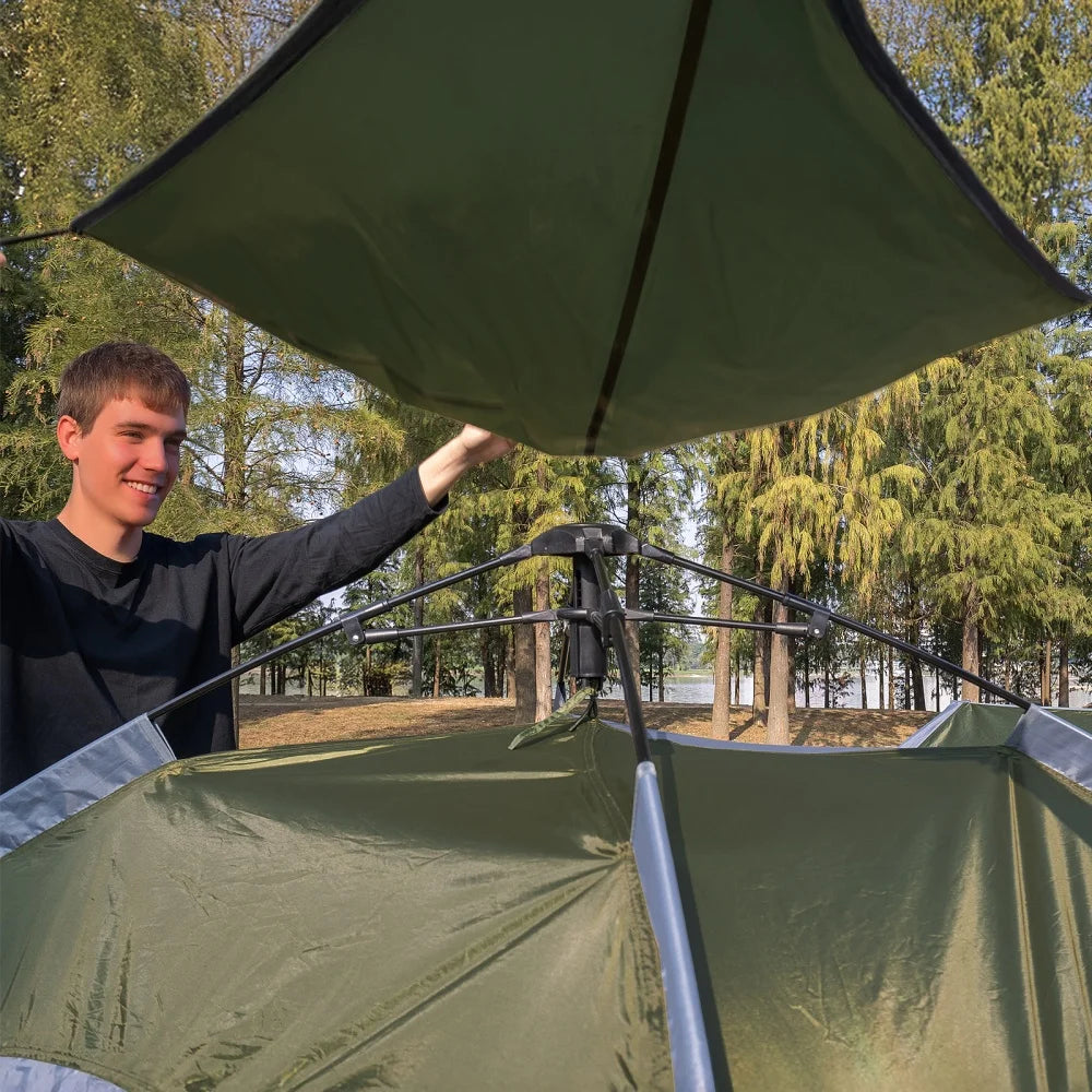 Pop Up Tent 2-3 Persons Instant Set Up Tent with Footprint Tarp & Porch, Automatic Double Layer Waterproof Camping Tent with Rainfly