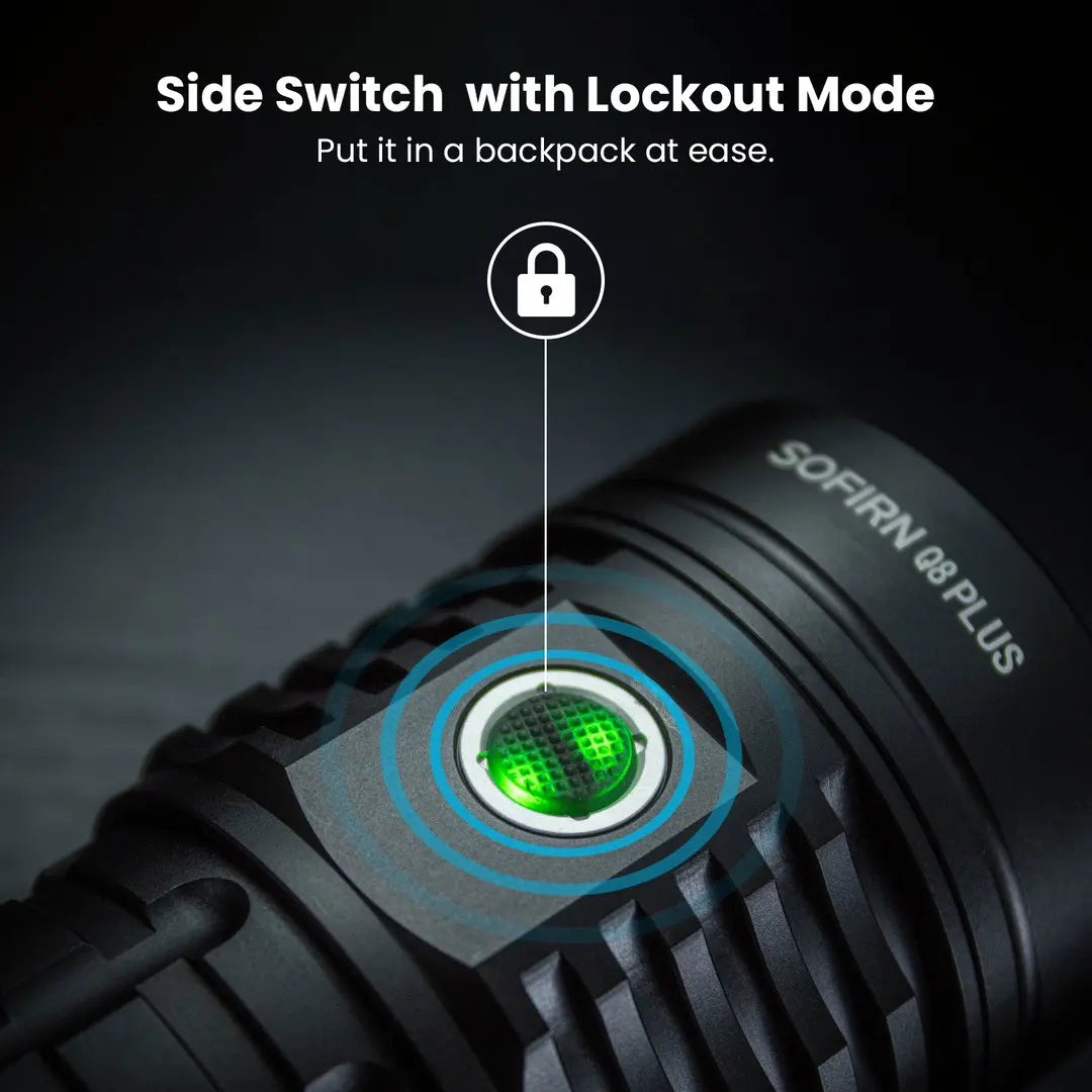 Q8 Plus Super Powerful LED Flashlight 16000lm USB C Rechargeable 21700