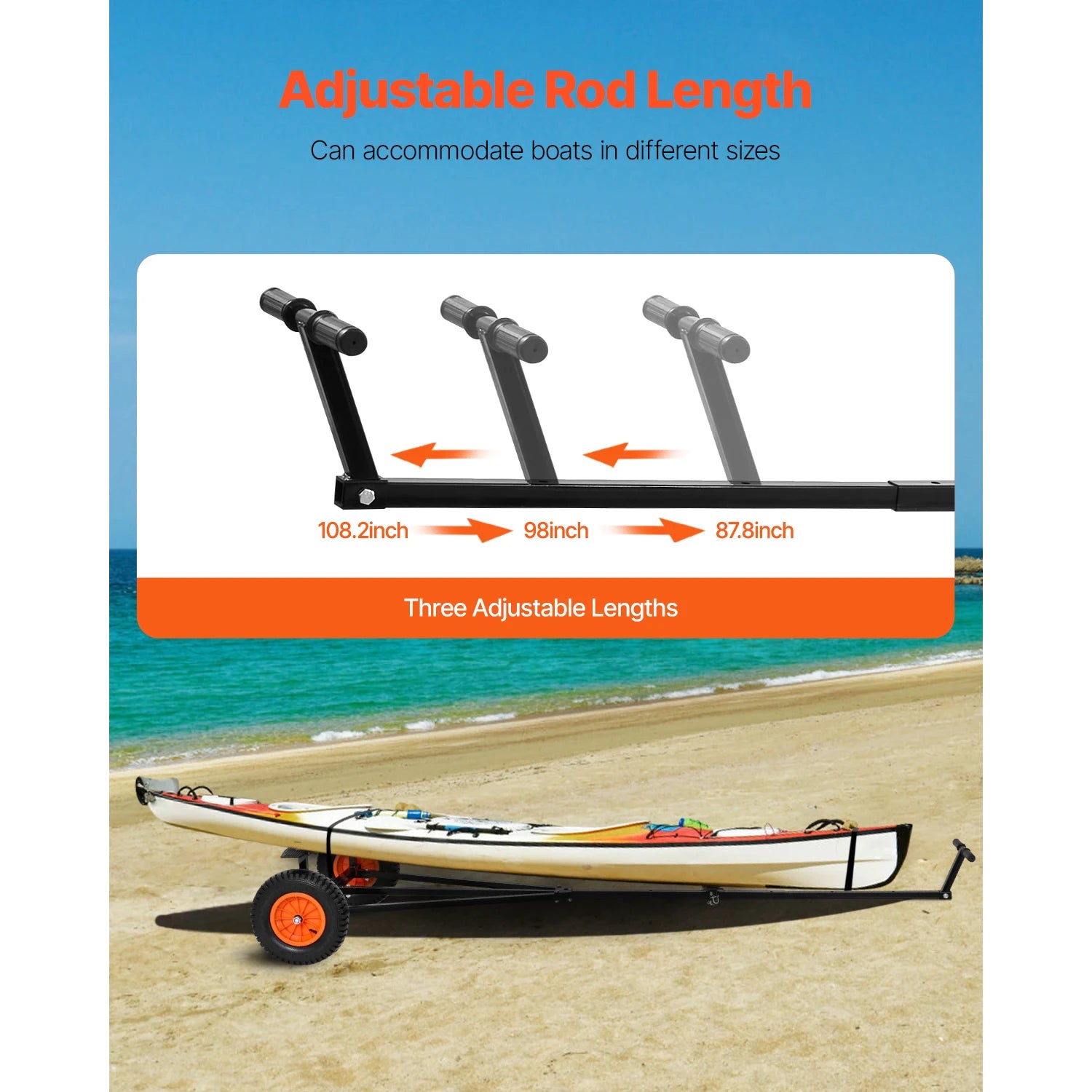 420lbs Boat Trailer Dolly Carbon Steel Kayak Mover with 15.7in Pneumatic Tires